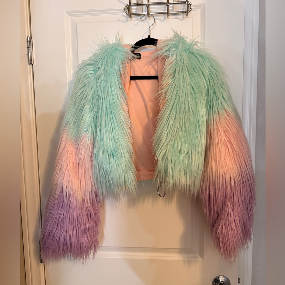Colorful Faux Fur Women's Jacket